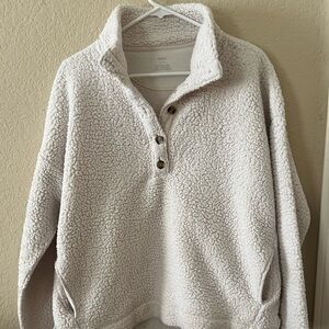Aerie Women’s Sherpa Button Collar Cream Sweater